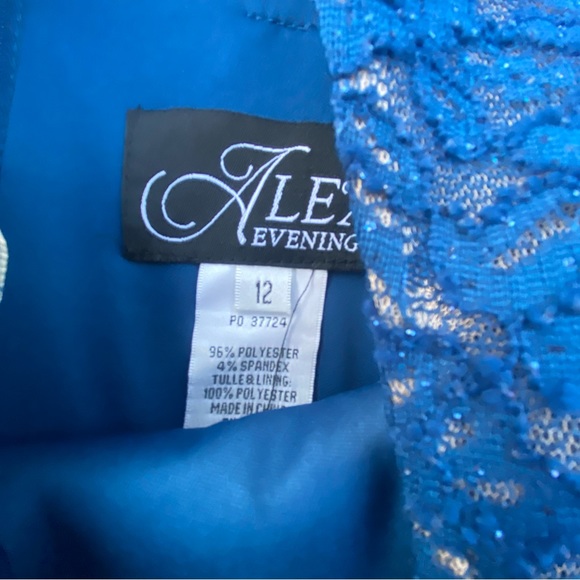 Alex Evenings Cocktail Dress Evening Dress Blue Sparkly Dress Maxi Black Tie 12 - Picture 9 of 10